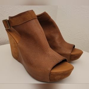 Kork Ease Nero platform peep toe wedge